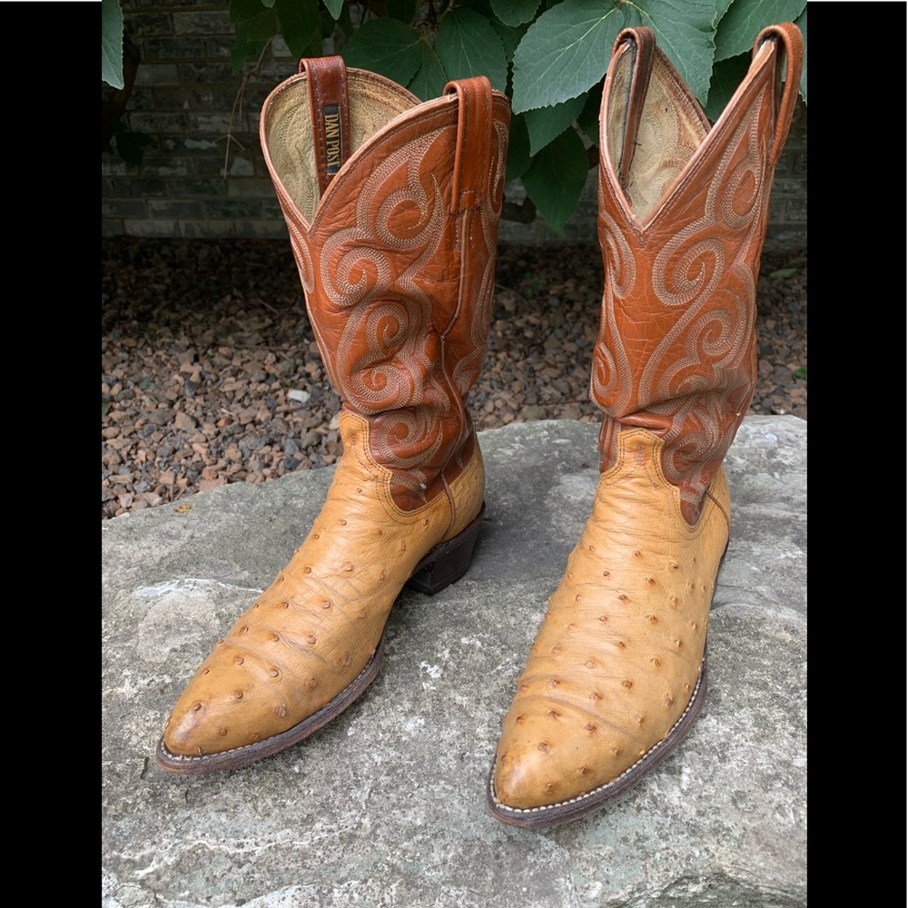 COPY - DAN POST BUTTERSCOTCH OSTRICH BOOTS SIZE 9D